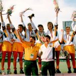 Australian Womens Hockey Team celebrates their Gold Medal in Seoul